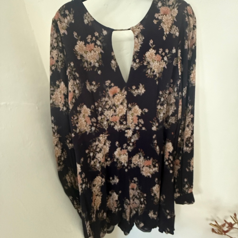 Astr Black Floral Blouse